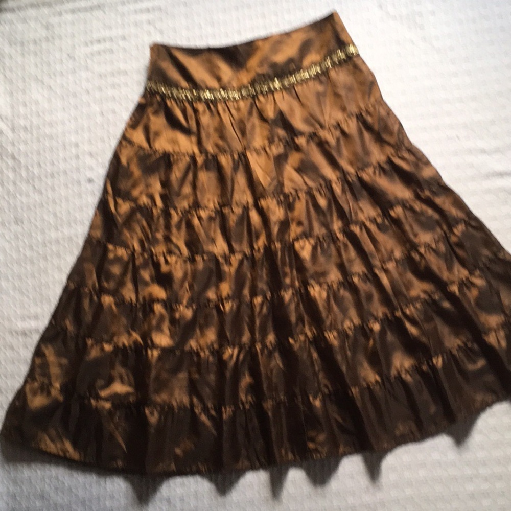 TIERED GOLD-COPPER GYPSY BOHO SKIRT STARCITY